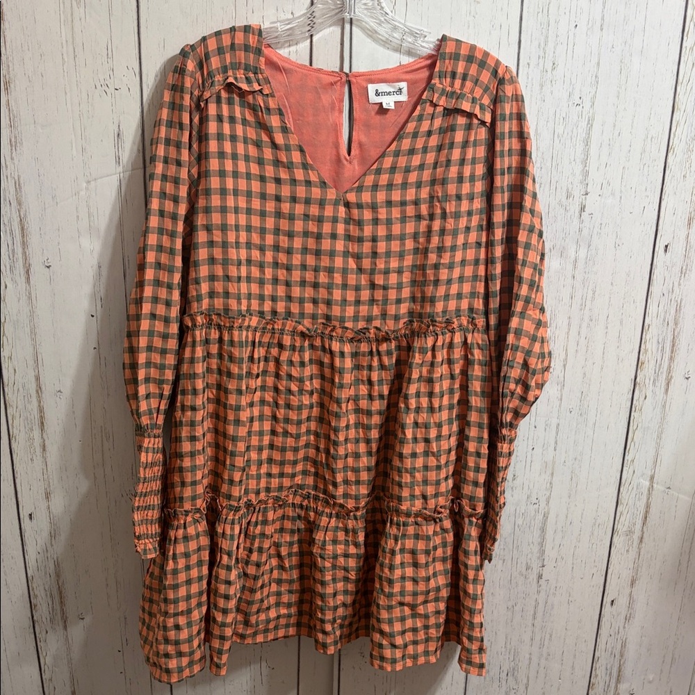 Chicwish Orange and Black Plaid Midi Dress